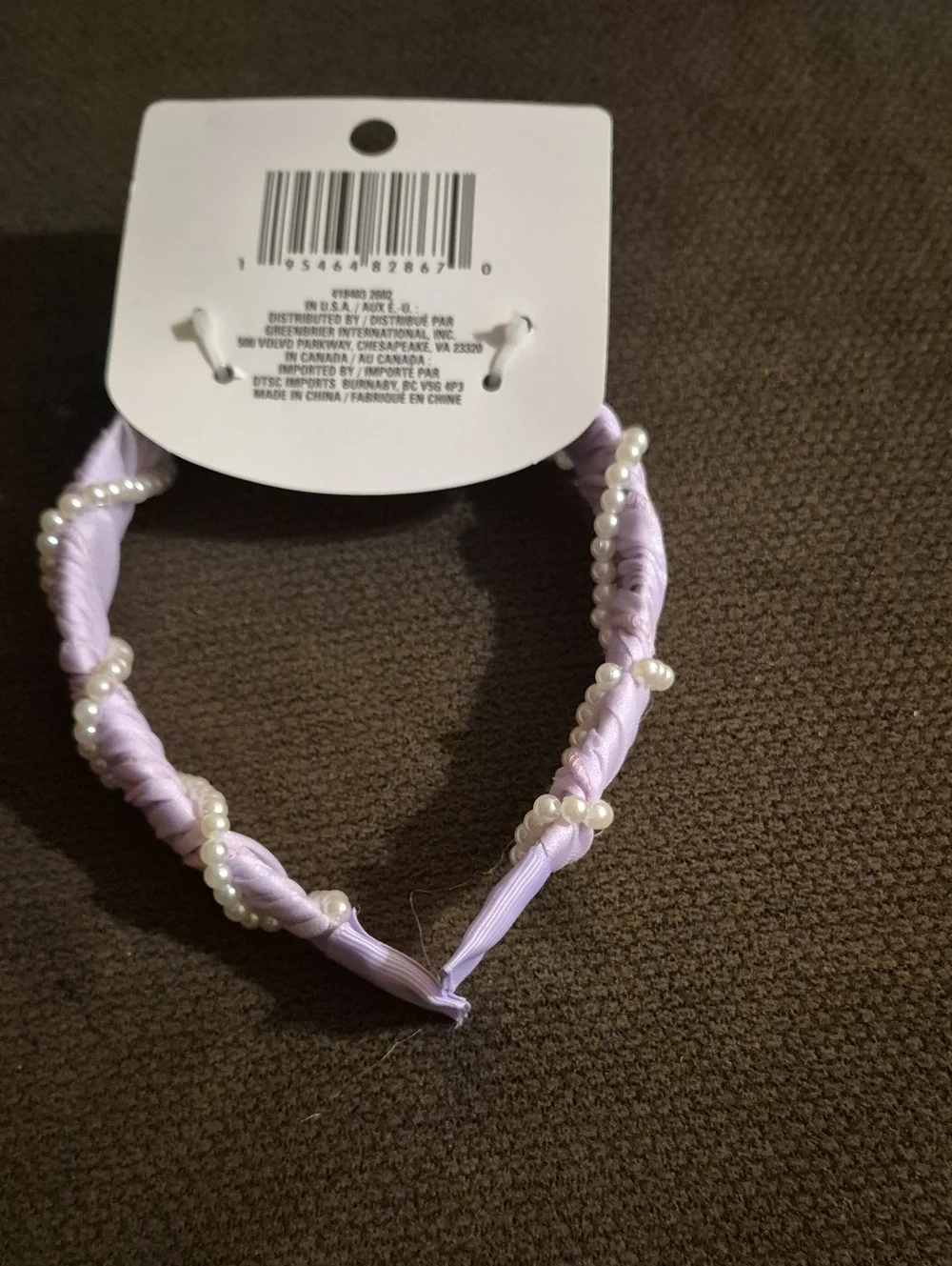 Kids Lavender Pearl Twist Headband - Hairband Serre Tete SZ 13×